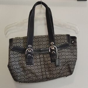 Coach Black and Gray Signature Shoulder Bag
